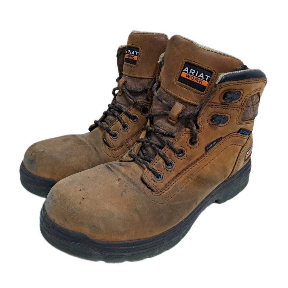 Ariat Men's Turbo 6" Waterproof Carbon Toe Work Boot Size 8.5 Wide EE Brown
